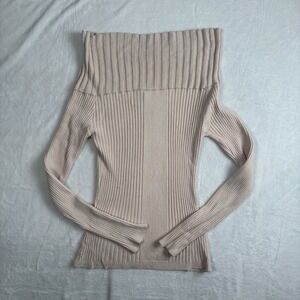 VTG Kenzie Ribbed Knit Silk Off Should Long Sleeve Pink‎ Sweater Women's Medium